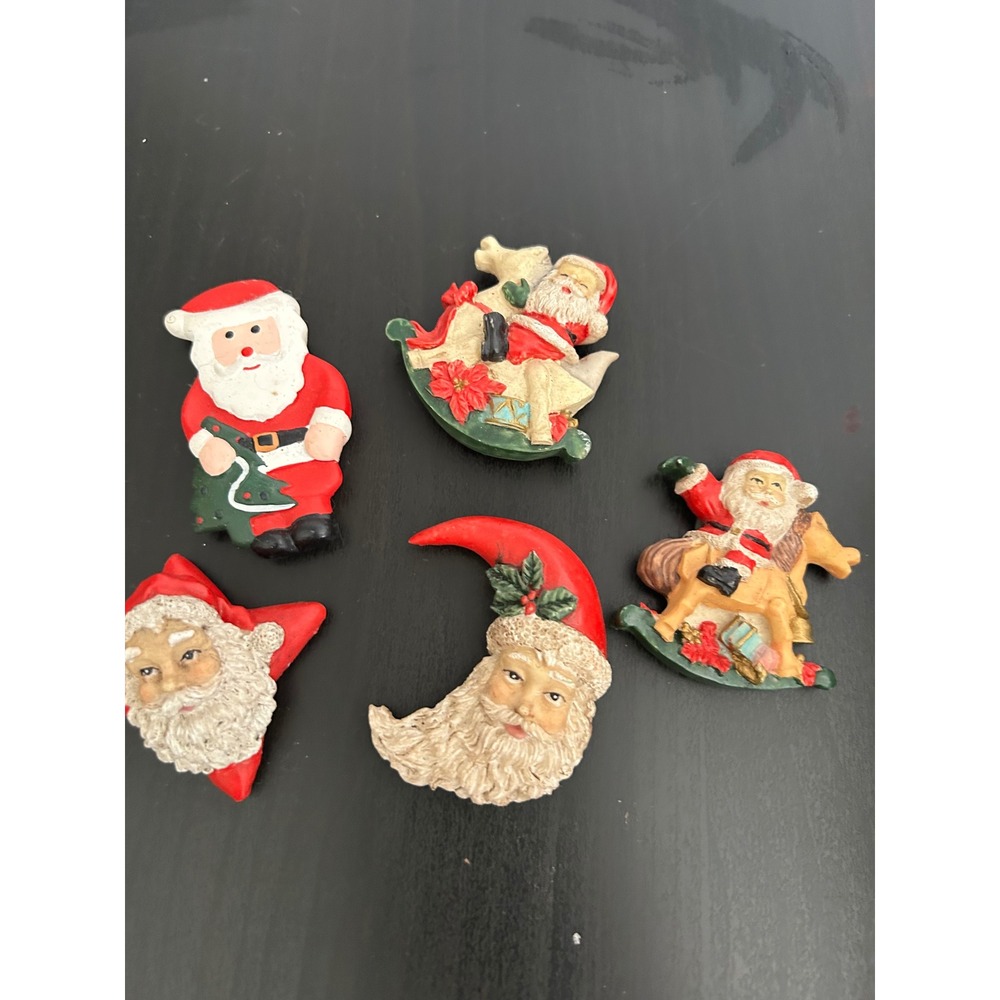 Fridge Magnets Christmas Red Resin Santa Moon Star Rocking Horse Bulk Lot 5pc